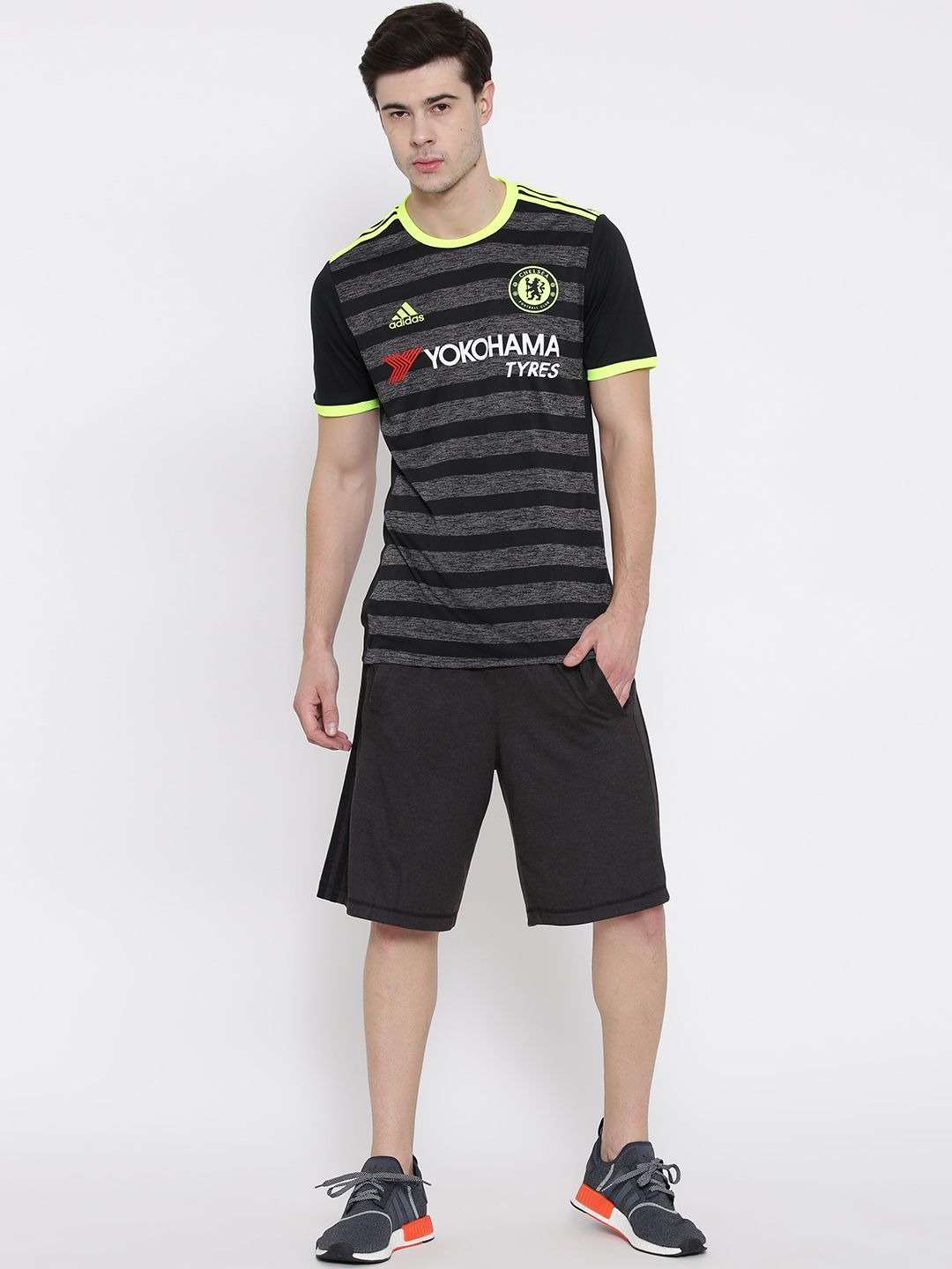 Buy Adidas Men Black Chelsea F.C. Striped Round Neck Jersey