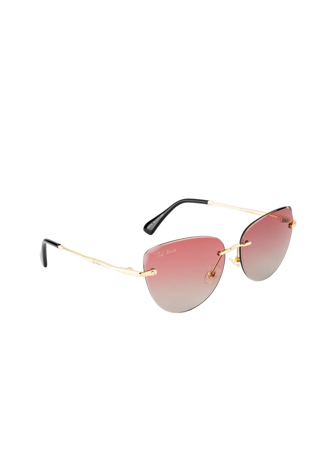 Ted Smith Women Pink Lens & Gold-Toned Cateye Sunglasses with UV Protected Lens CATCHME_C3 Price in India