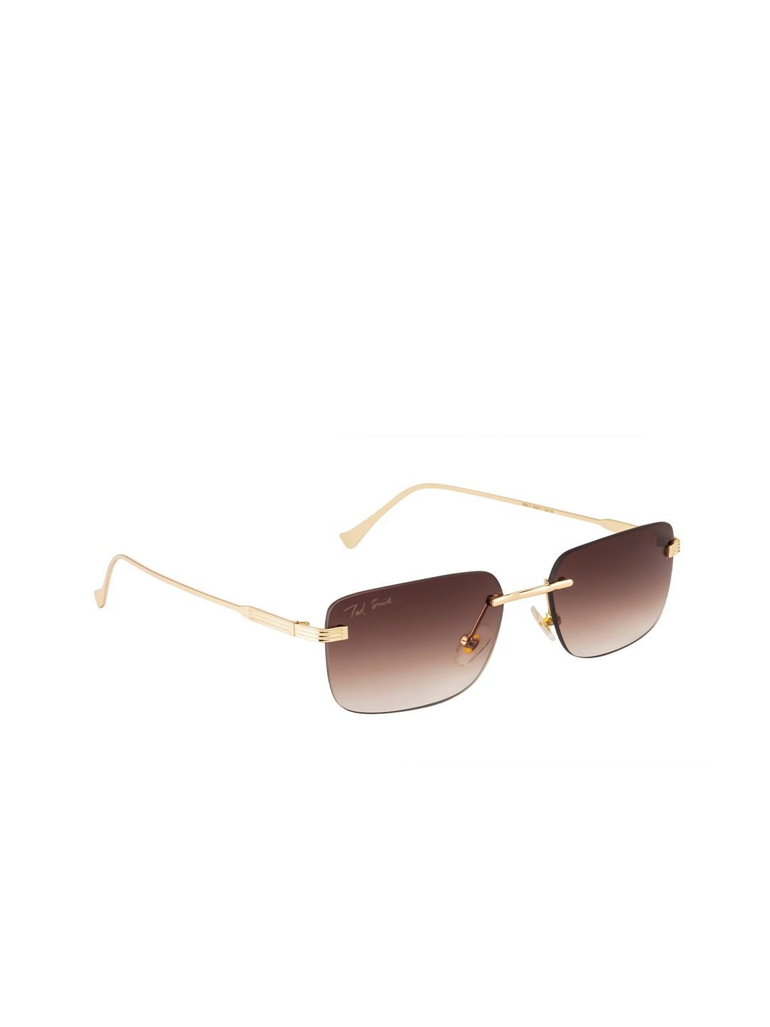 Ted Smith Adult Brown Lens & Gold-Toned Rectangle UV Protected  Sunglasses SQUAD_C2-Brown Price in India