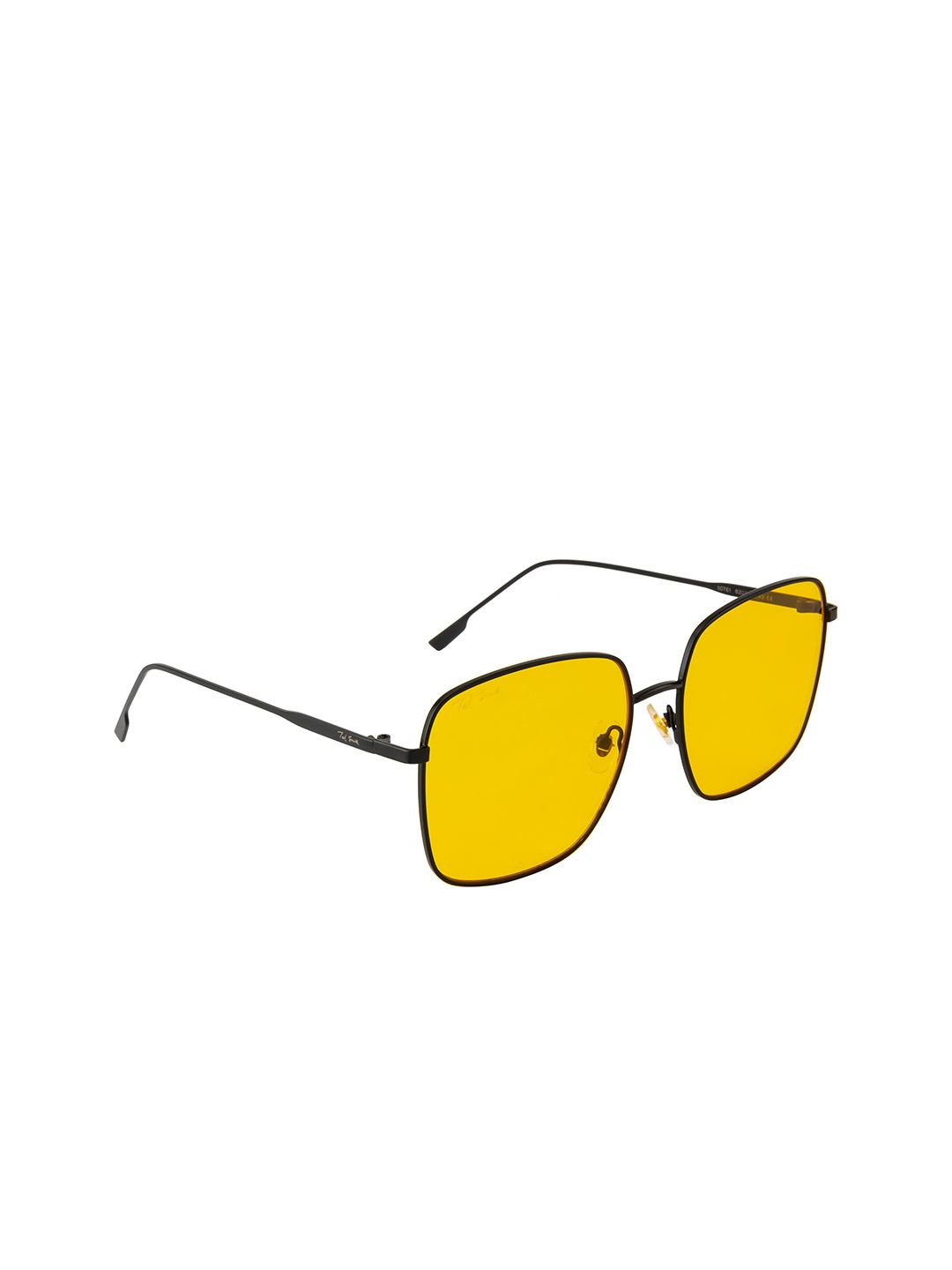 Ted Smith Unisex Yellow Lens & Black Square Sunglasses with UV Protected Lens Price in India