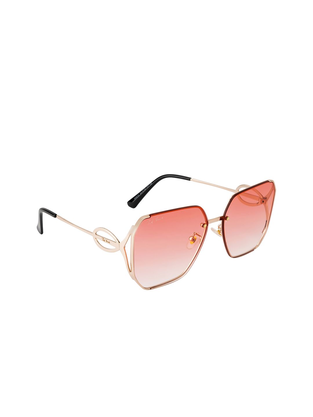 Ted Smith Unisex Pink Lens & Gold-Toned Square UV Protected Sunglasses CINDY_C3-Pink Price in India