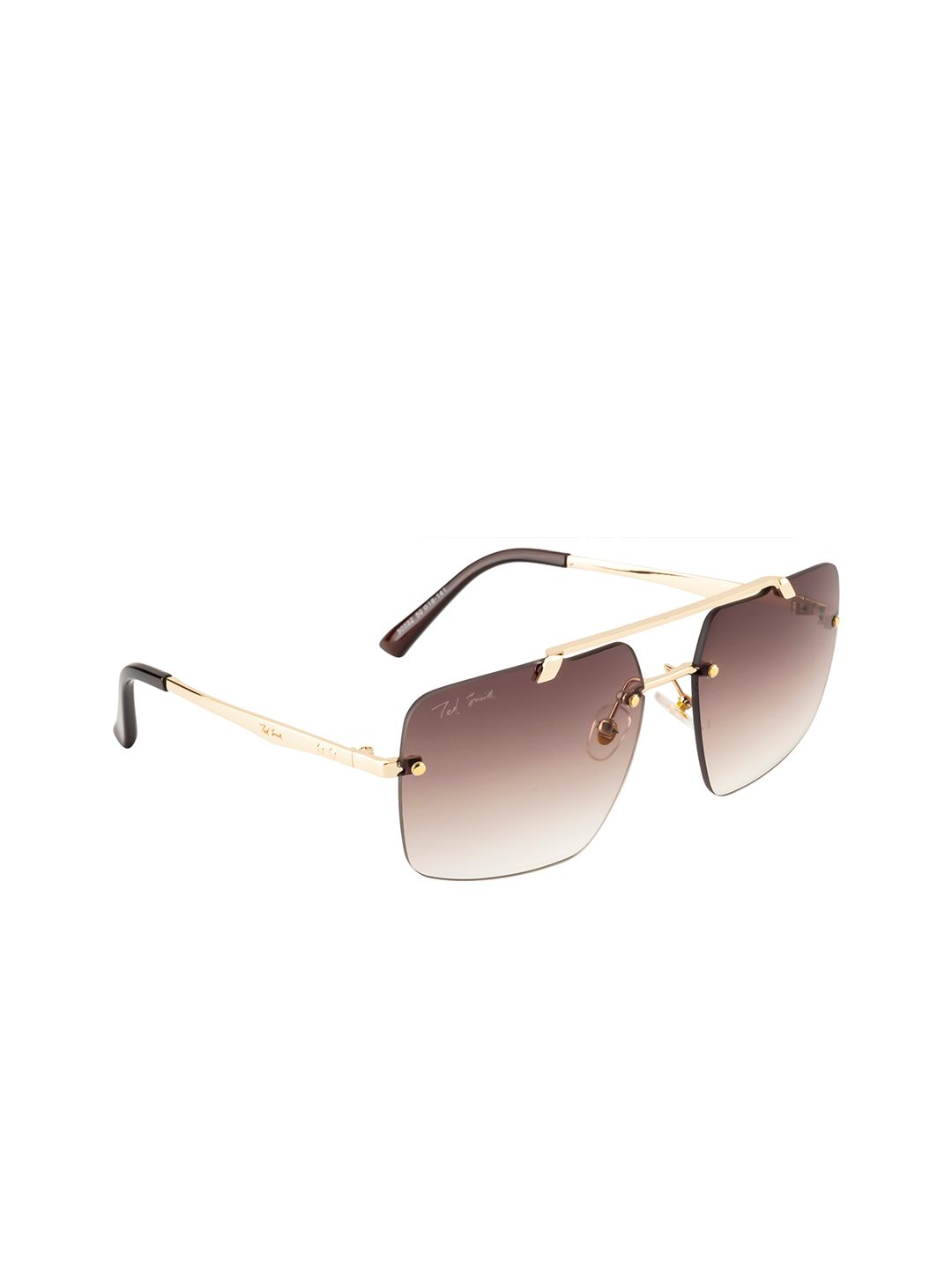 Ted Smith Unisex Brown Lens & Gold-Toned Sunglasses with UV Protected Lens VICTOR_C2 Price in India