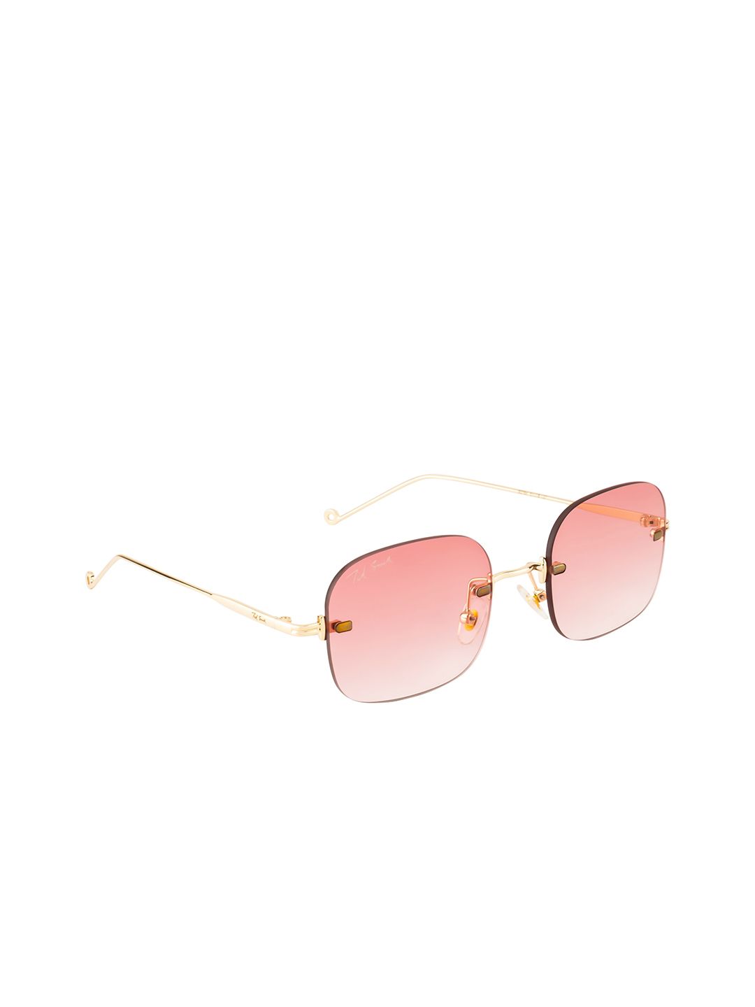 Ted Smith Unisex Pink Lens & Gold-Toned Square Sunglasses with UV Protected Lens JUSTME_C4 Price in India