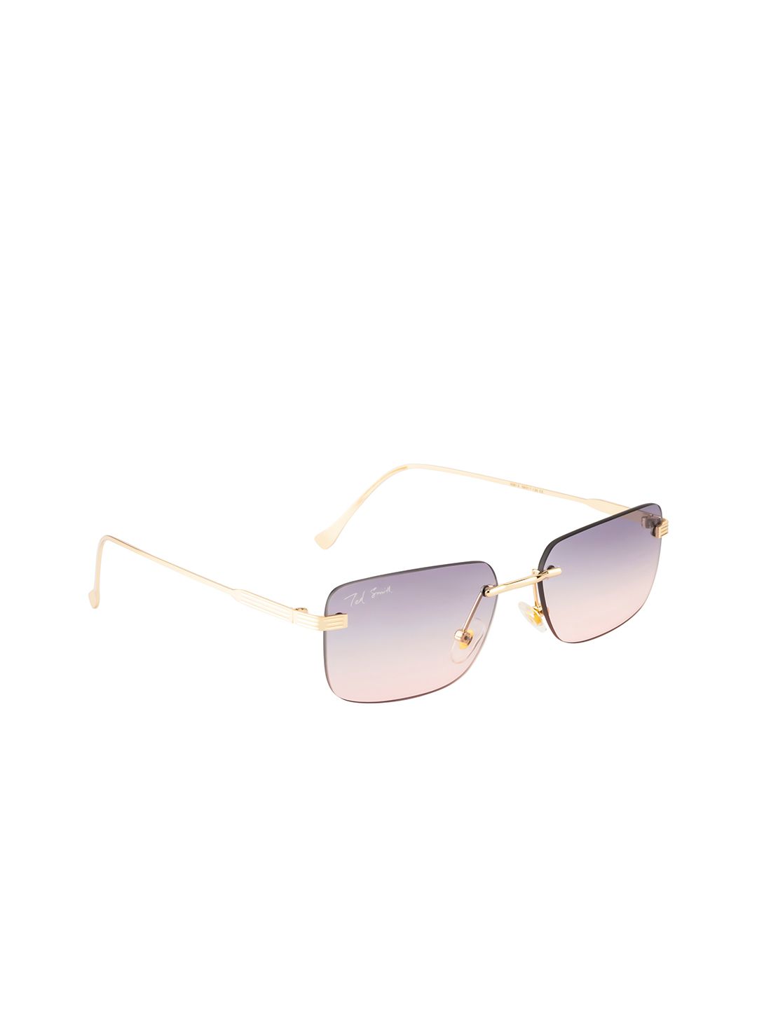 Ted Smith Unisex Purple Lens & Gold-Toned Sunglasses UV Protected Lens SQUAD_C3 Price in India