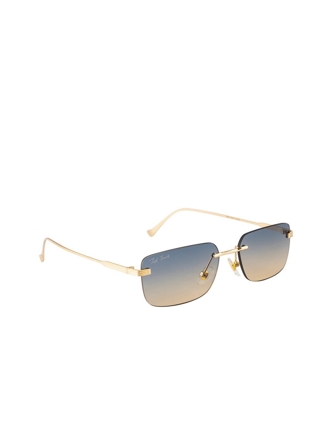 Ted Smith Unisex Yellow Lens & Gold-Toned UV Protected Rectangle Sunglasses SQUAD_C4 Price in India