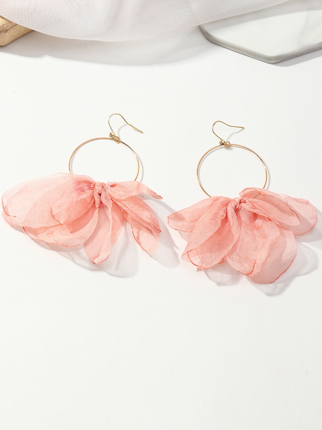 URBANIC Pink Contemporary Drop Earrings Price in India
