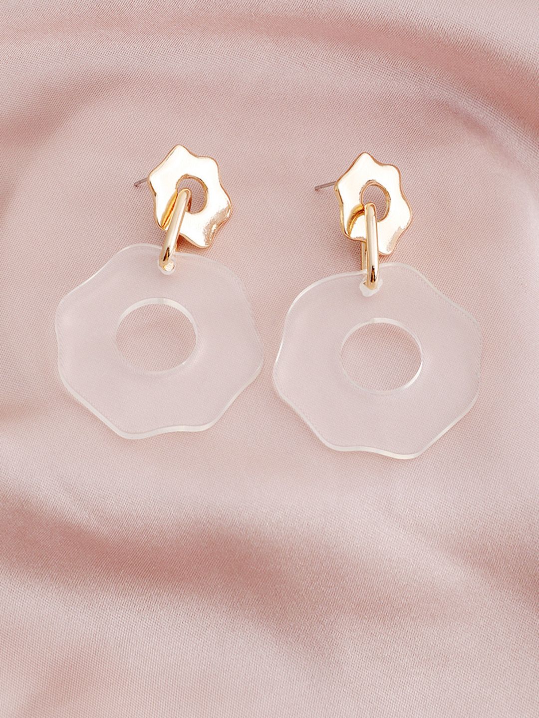 URBANIC Gold-Toned Floral Drop Earrings Price in India