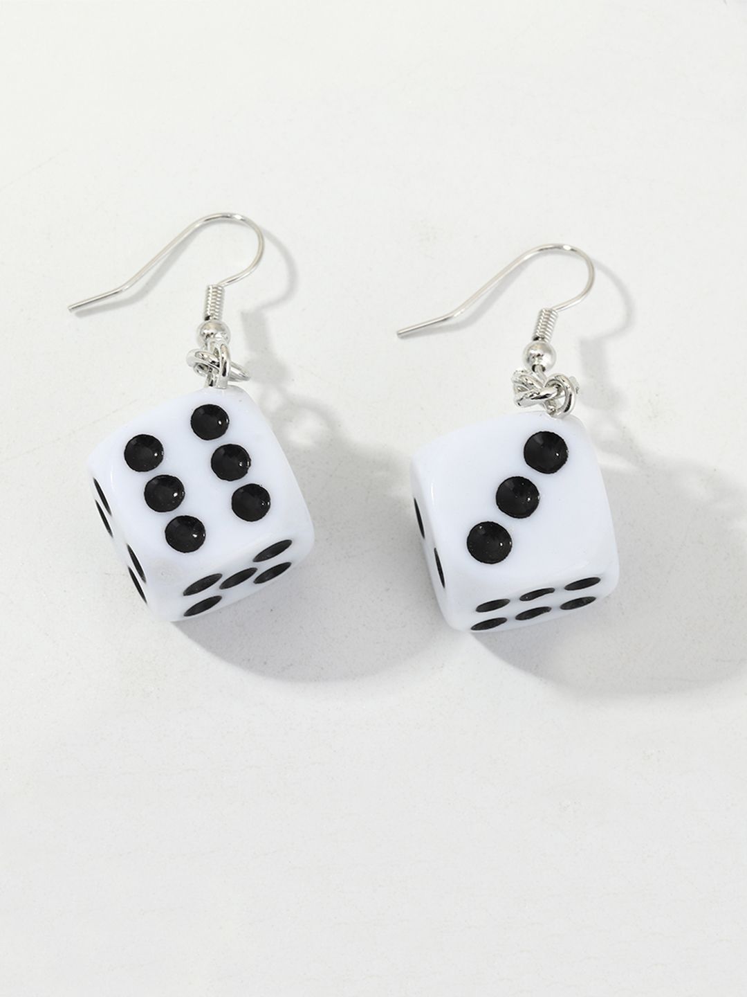 URBANIC White & Black Geometric Drop Earrings Price in India