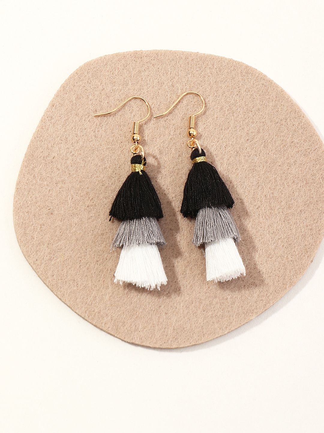 URBANIC Black & White Dome Shaped Drop Earrings Price in India