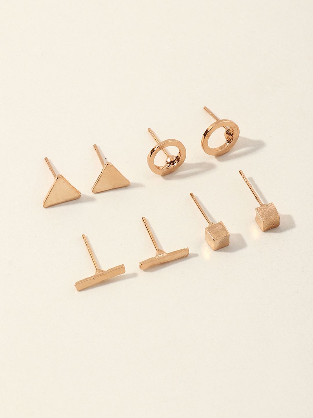 URBANIC Women Pack of 4 Gold-Toned Geometric Studs Earrings Price in India