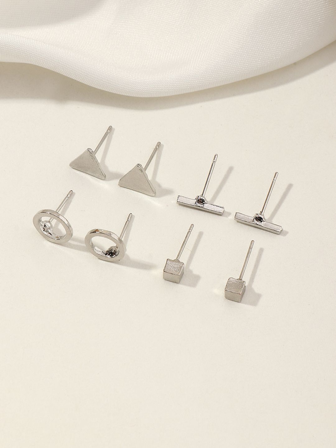 URBANIC Silver-Toned Geometric Studs Earrings Price in India