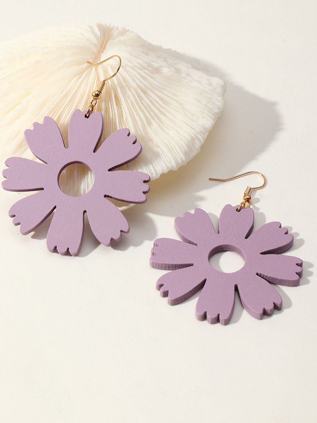 URBANIC Lavender Floral Drop Earrings Price in India