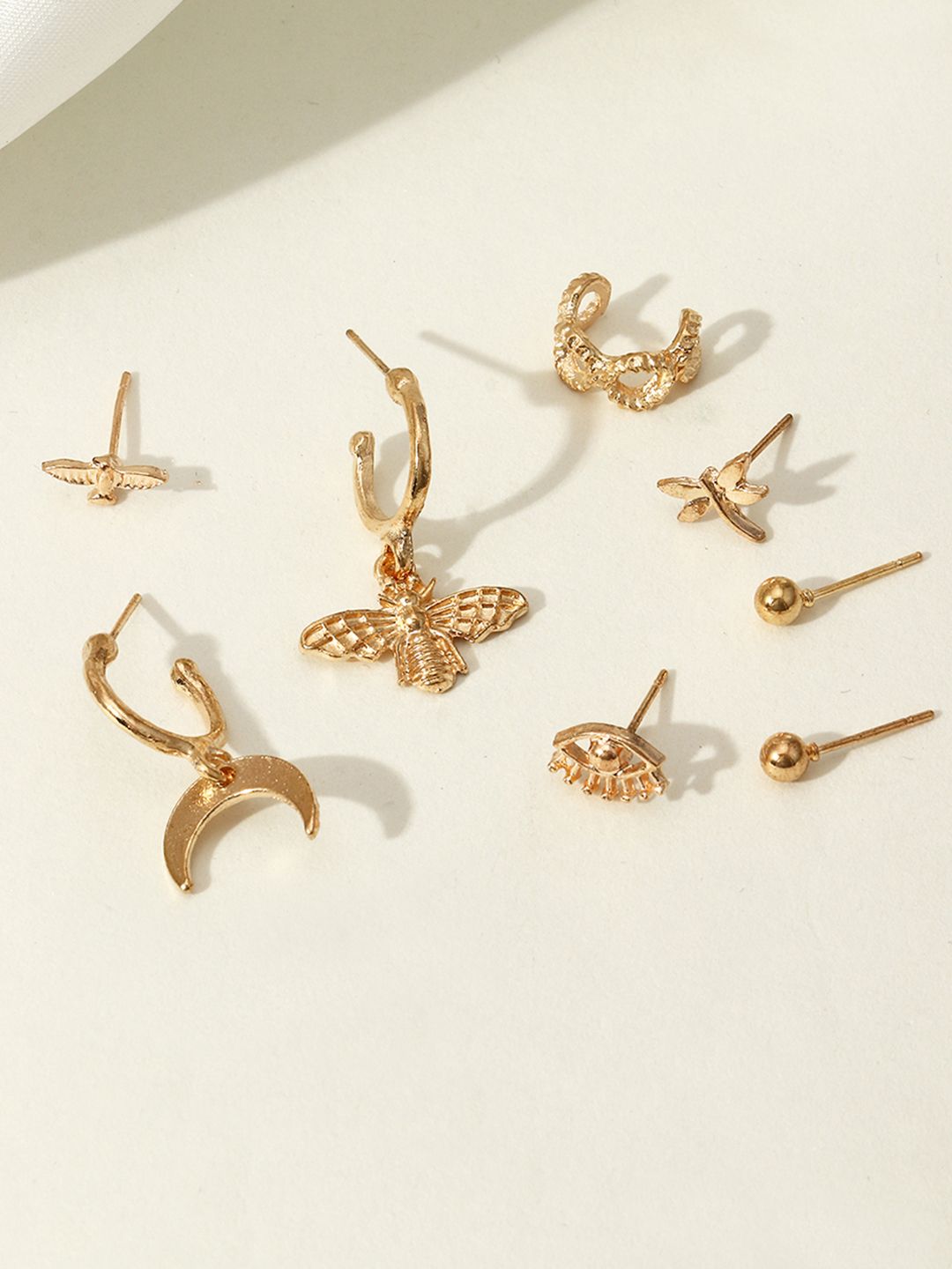 URBANIC Gold-Toned Set Of 8 Stud Earrings Price in India