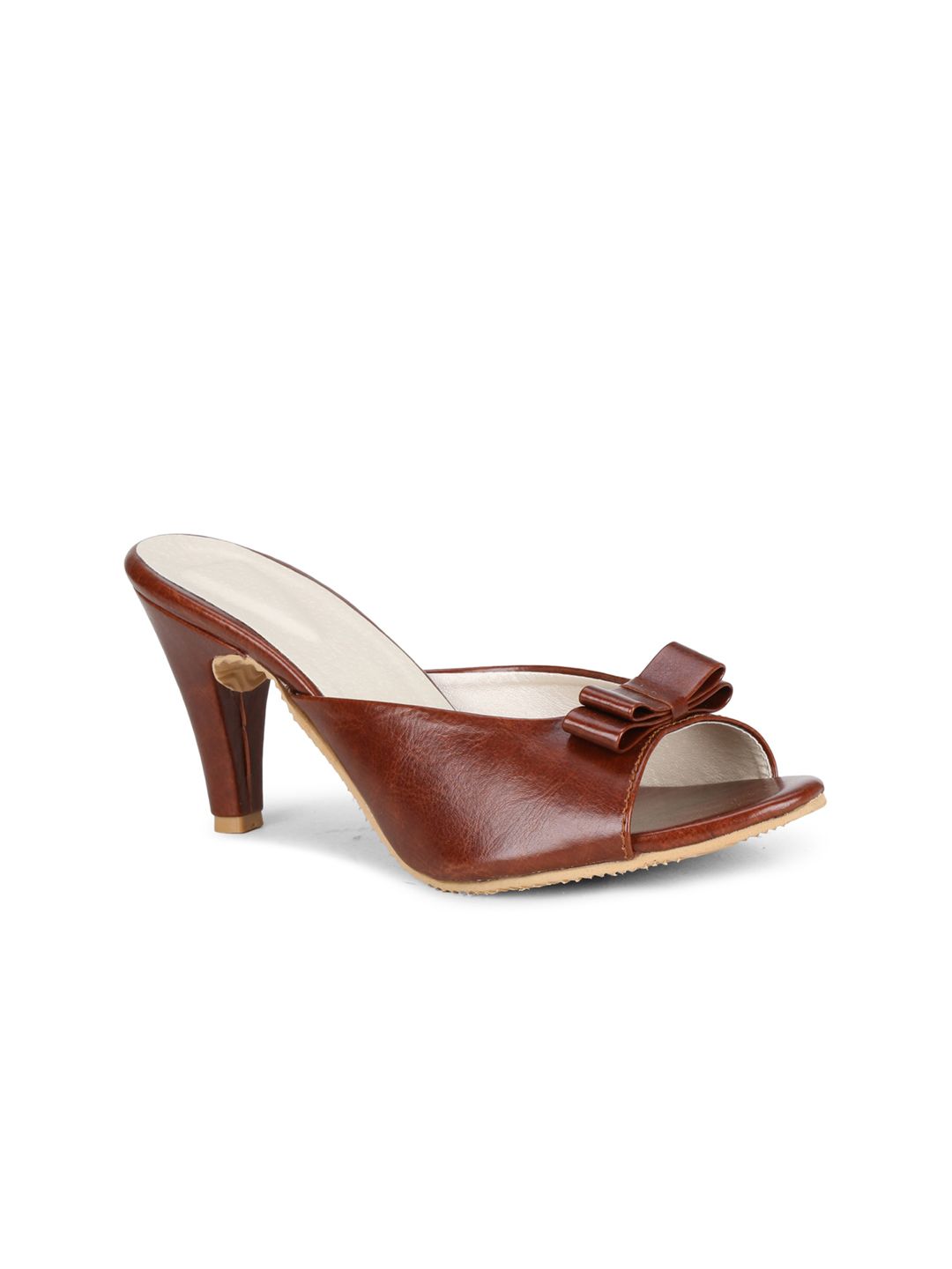 Misto Brown PU Peep Toes with Bows Price in India