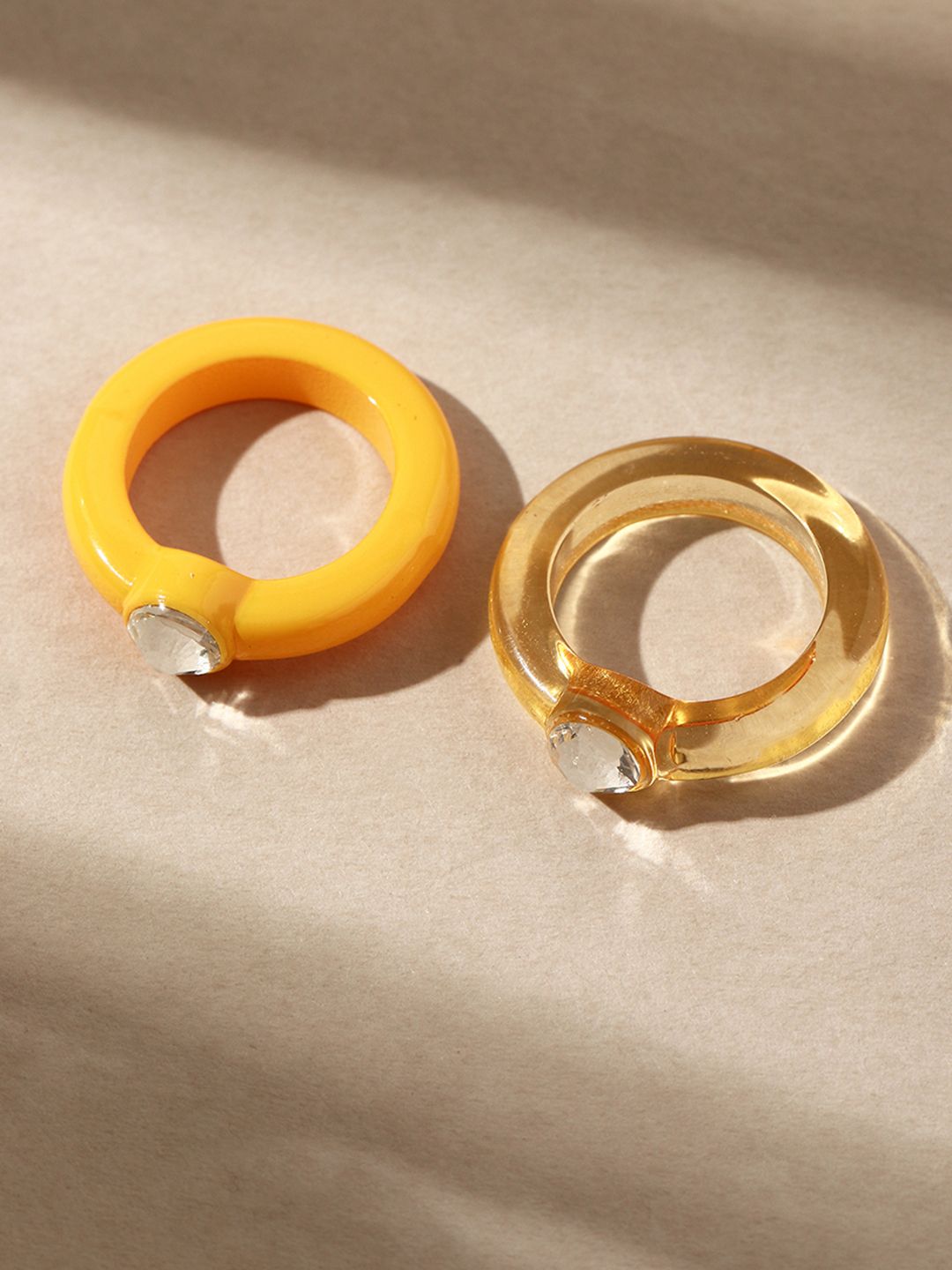 URBANIC Women Set of 2 Mustard Yellow & Golden Rings Price in India