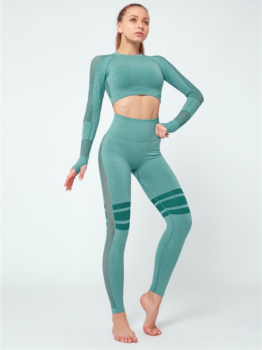 URBANIC Women Green Solid Cut Out Gym Tracksuit Price in India