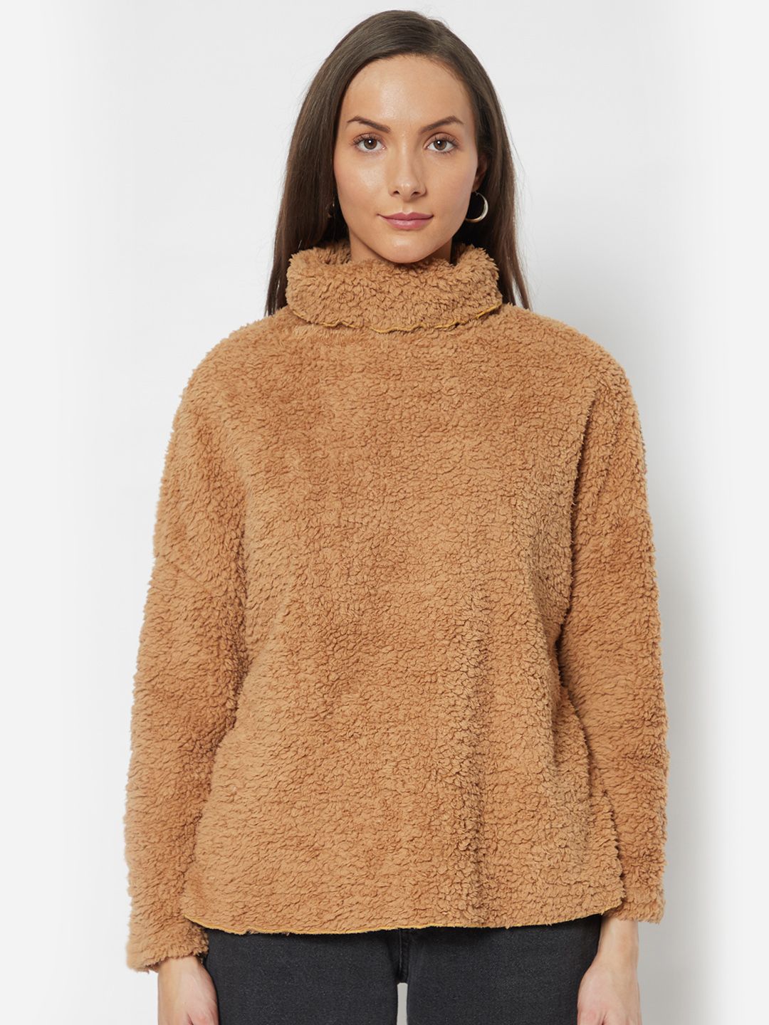 URBANIC Women Brown Sherpa Sweatshirt Price in India