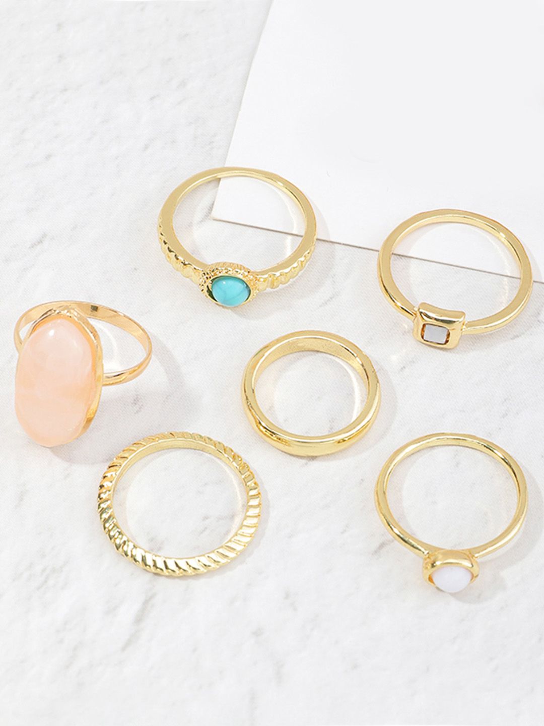 URBANIC Women Set of 6 Gold-Plated Finger Ring Price in India