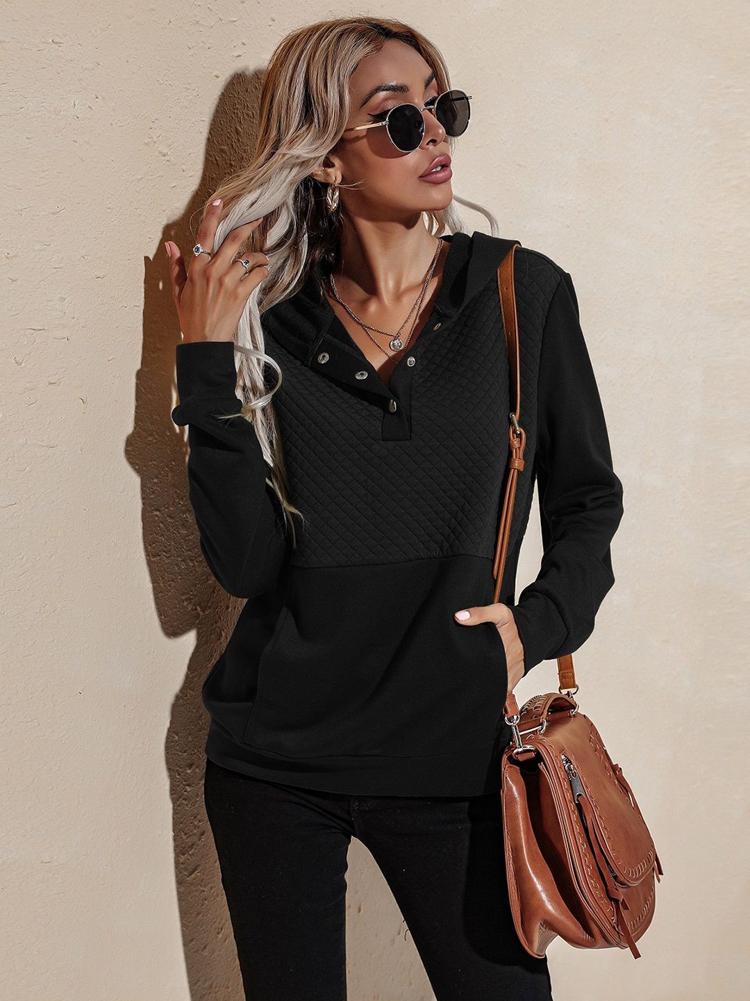 URBANIC Women Black Hooded Sweatshirt Price in India
