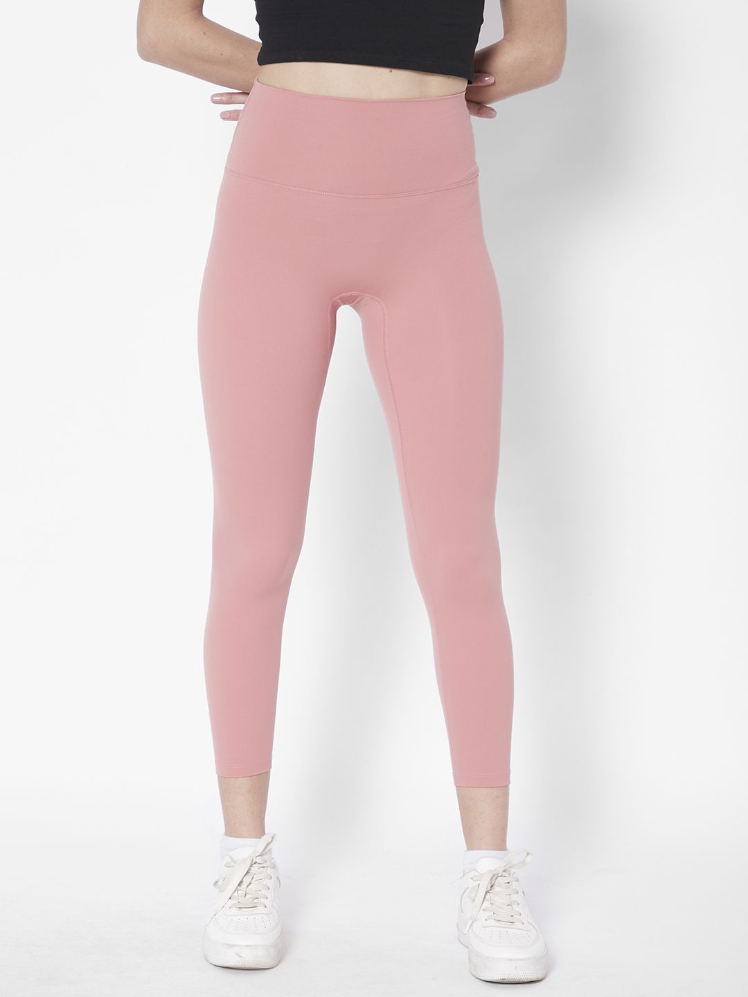 URBANIC Women Pink Solid High-Rise Gym Tights Price in India
