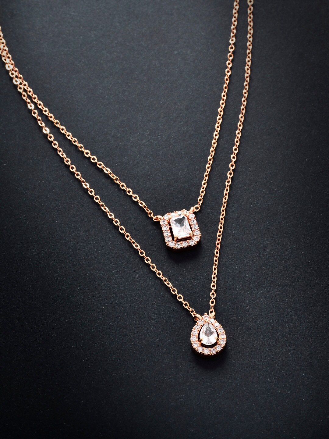 MINUTIAE Rose Gold & White Brass Rose Gold-Plated Layered Necklace Price in India