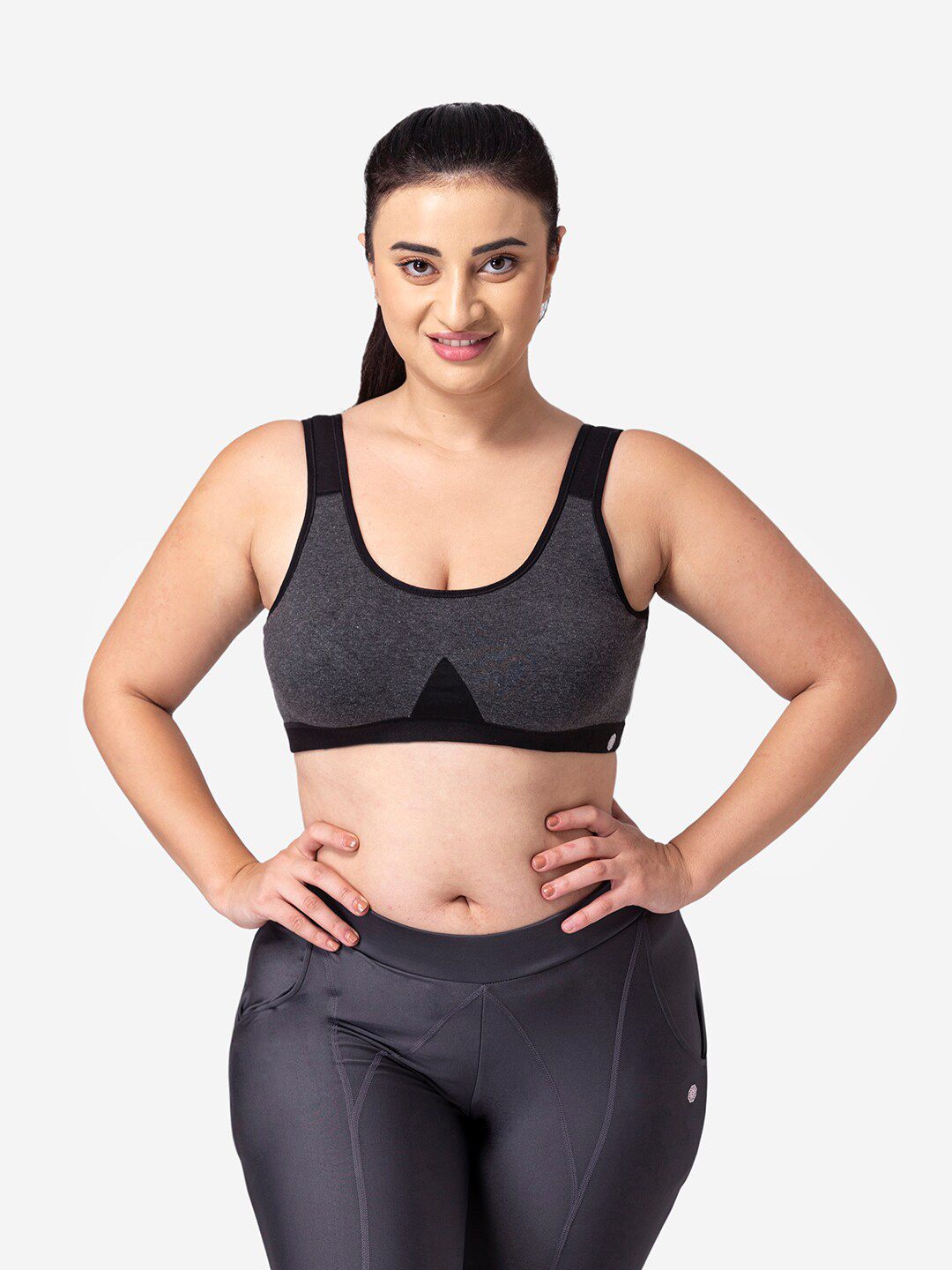 Dermawear Grey & Black Colourblocked Everyday Bra Price in India