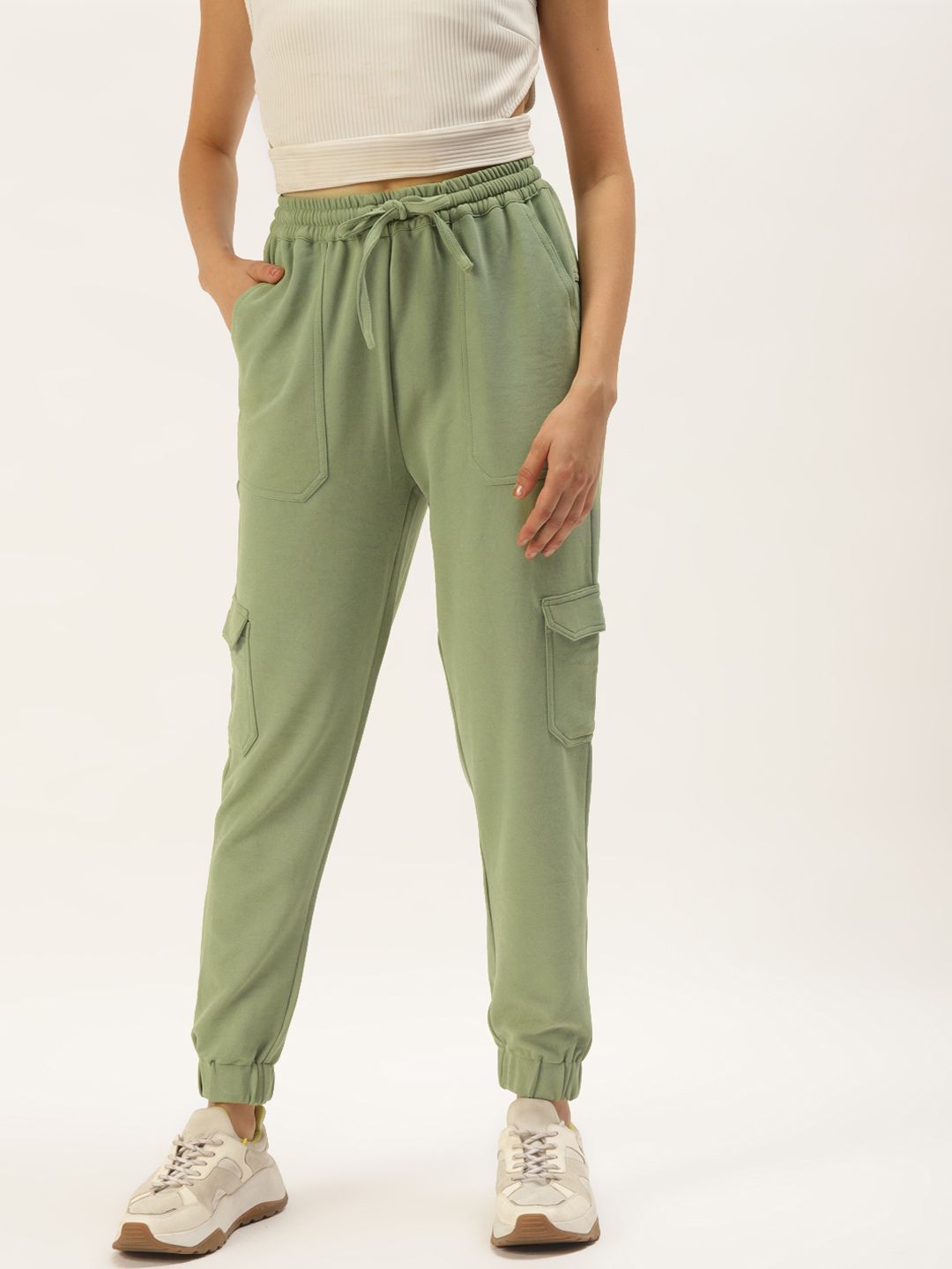 Zastraa Women Green Loose Fit Joggers Trousers Price in India