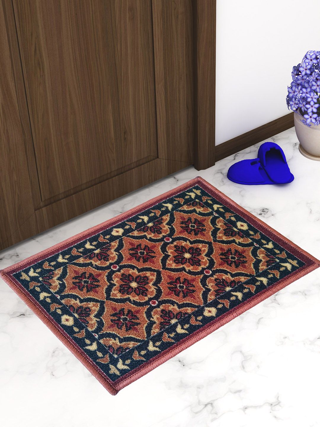 Athom Trendz Set Of 3 Brown & Black Self-Design Anti-Skid Doormats Price in India