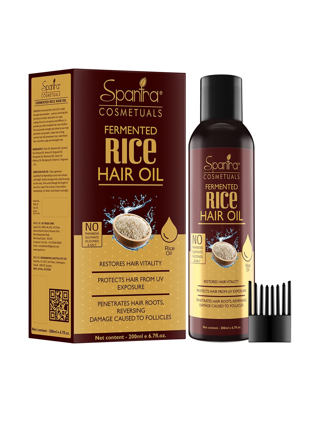 Spantra Brown Fermented Rice Hair Oil 200 Ml Price in India