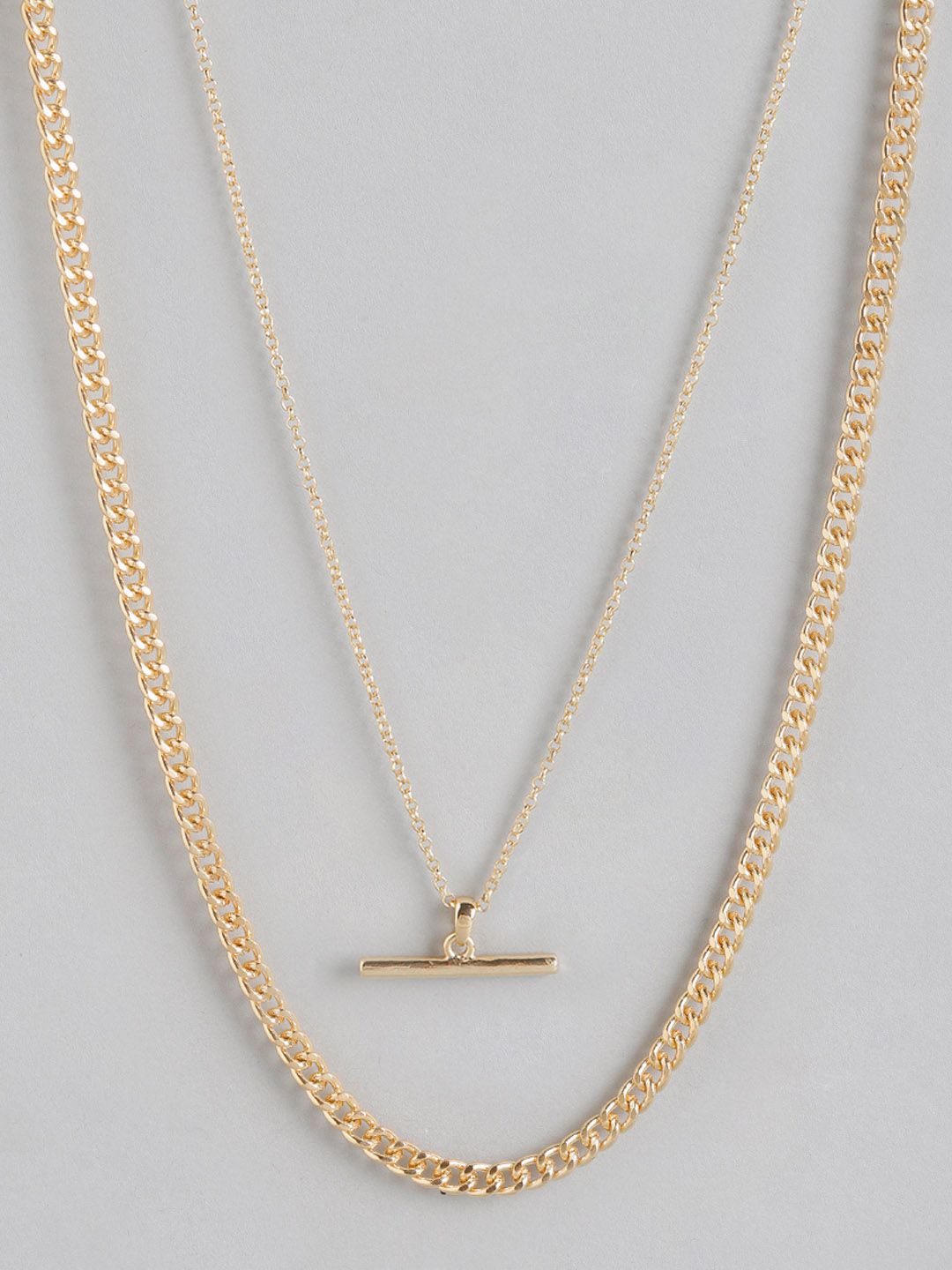 Forever New Set of 2 Gold-Plated Hatty Double Chain & Bar Necklaces Price in India