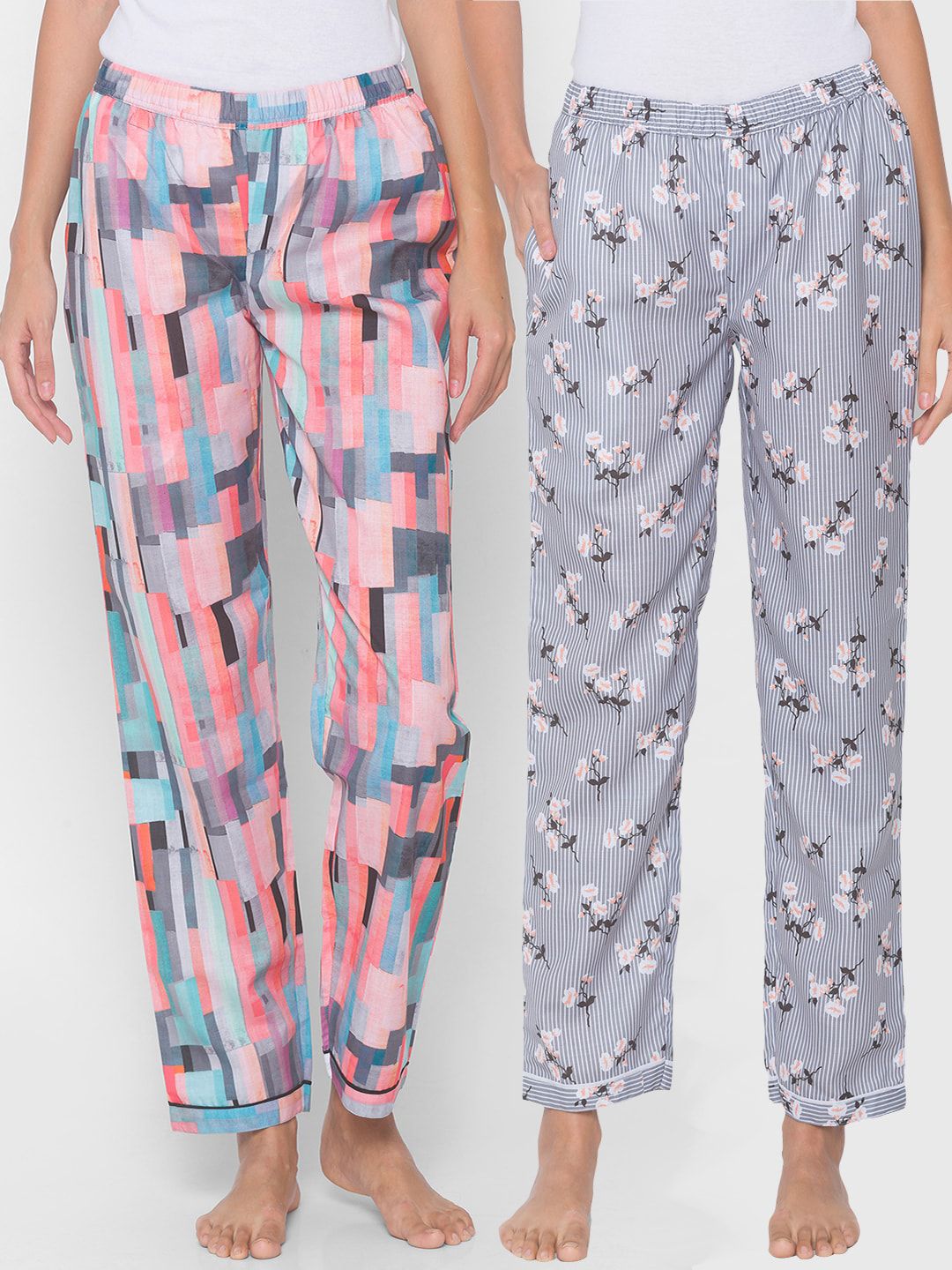 FashionRack Women Pack of 2 Printed Lounge Pants Price in India