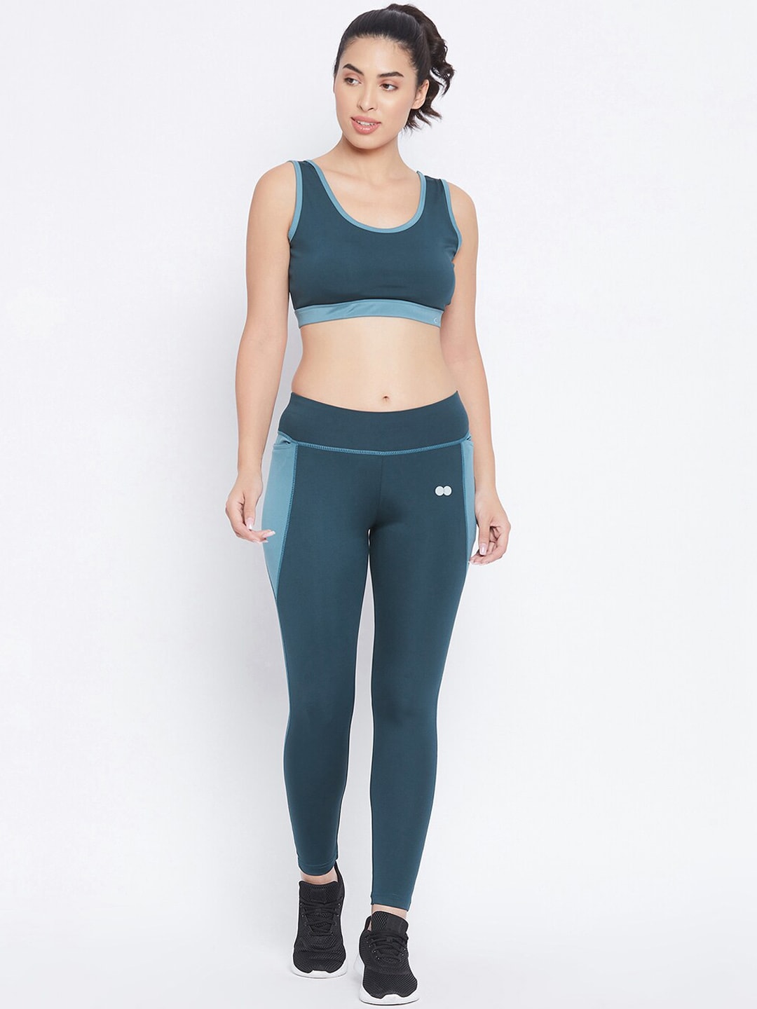 Clovia Women Teal Blue Solid Tracksuit Price in India