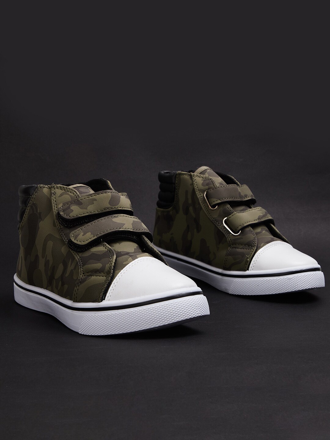 Fame Forever by Lifestyle Boys Olive Green Printed PU Slip-On Sneakers
