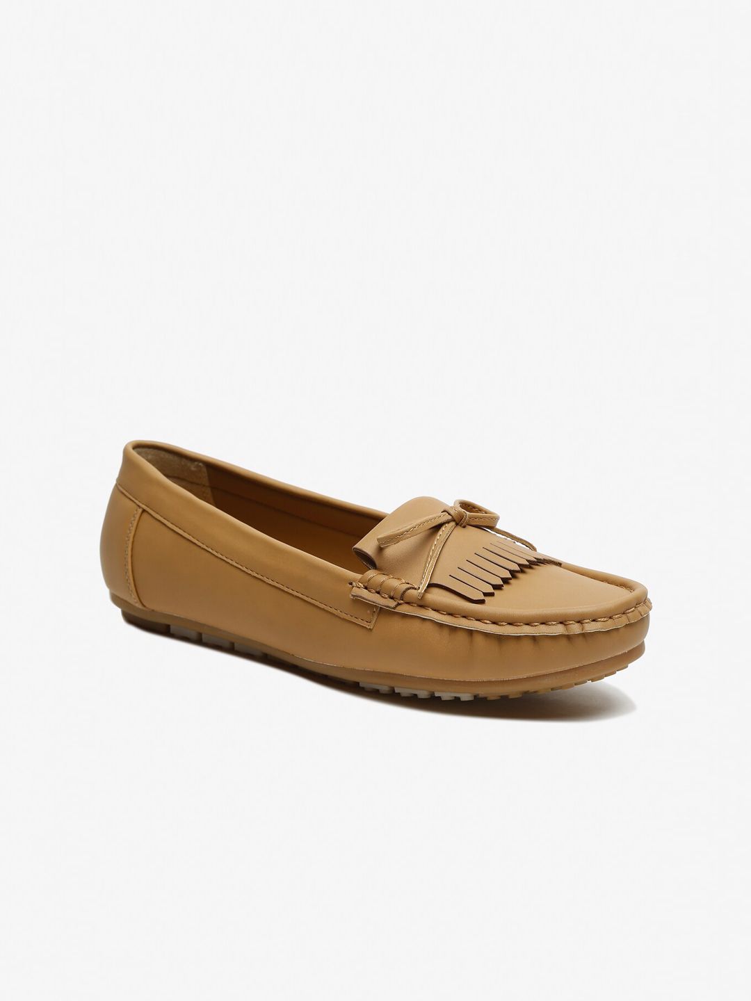 Flat n Heels Women Khaki Textured Loafers Price in India