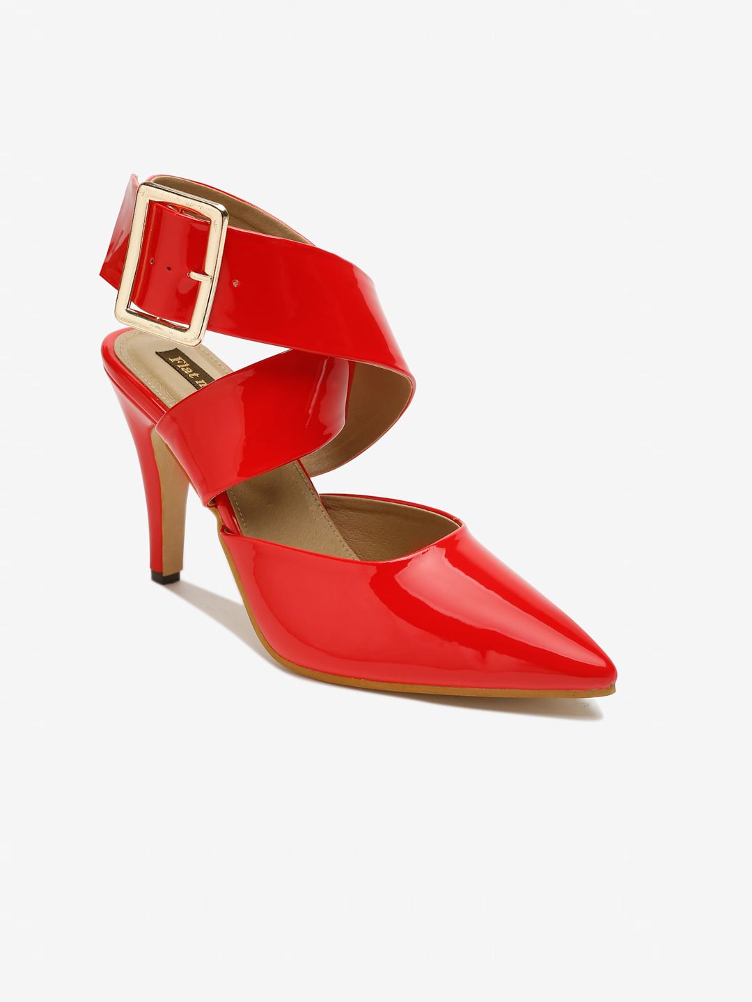 Flat n Heels Red Stiletto Pumps with Buckles Price in India