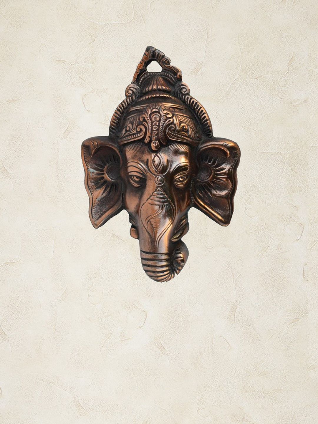 eCraftIndia Copper-Toned Metal Lord Ganesh Idol Wall Hanging Price in India