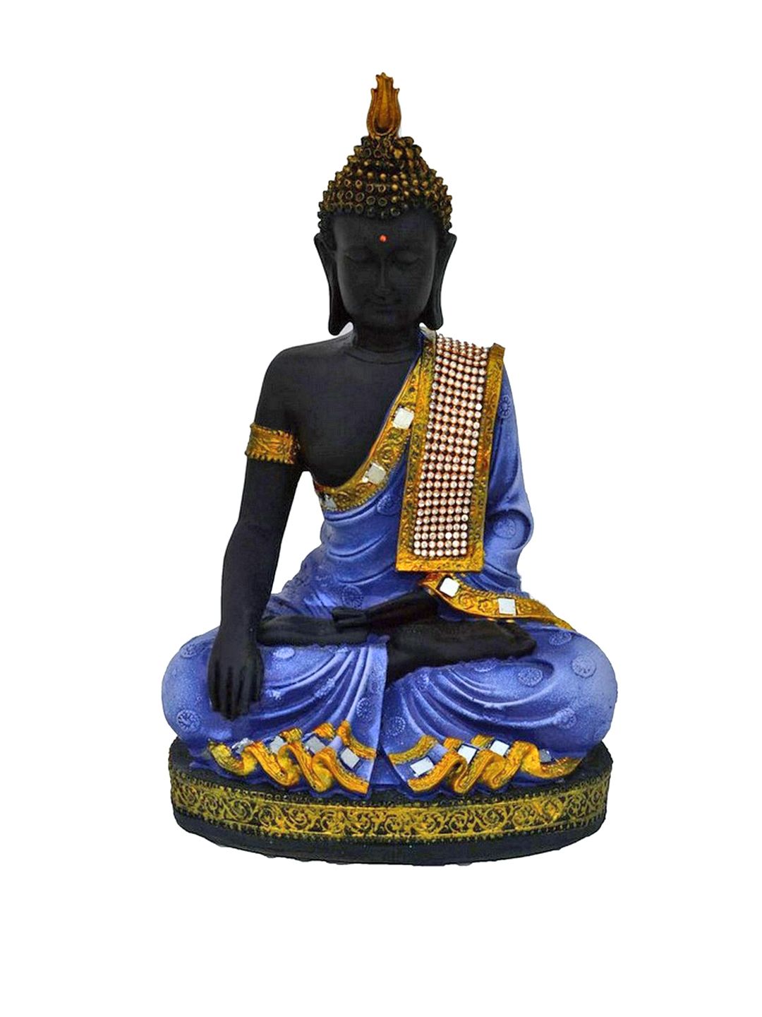 eCraftIndia Black & Blue Handcrafted Buddha Showpiece Price in India