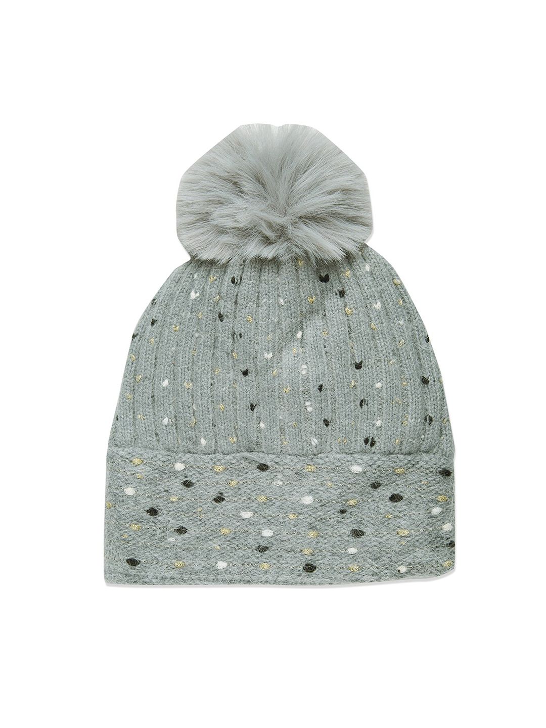 20Dresses Women Grey & Gold-Toned Self Design Beanie Price in India