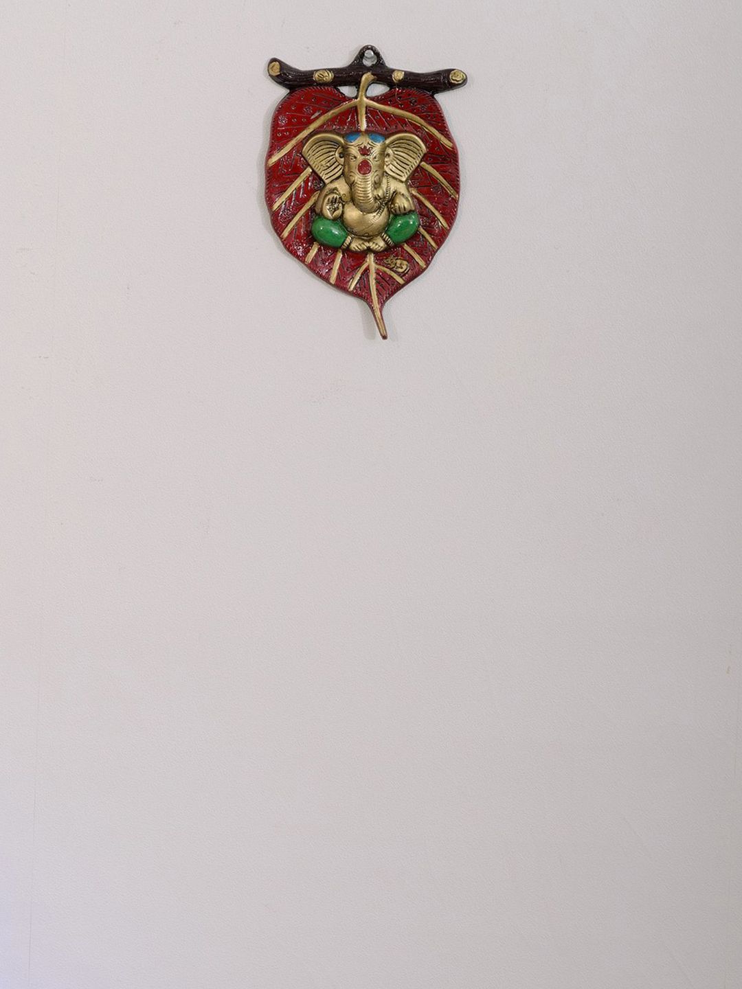 eCraftIndia Gold-Toned & Red Metal Lord Ganesh Idol Wall Hanging Price in India