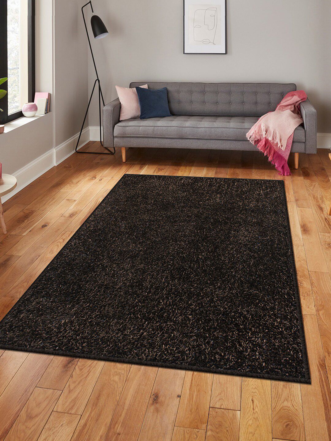 Story@home Brown Solid Polyester Anti Skid Carpet Price in India