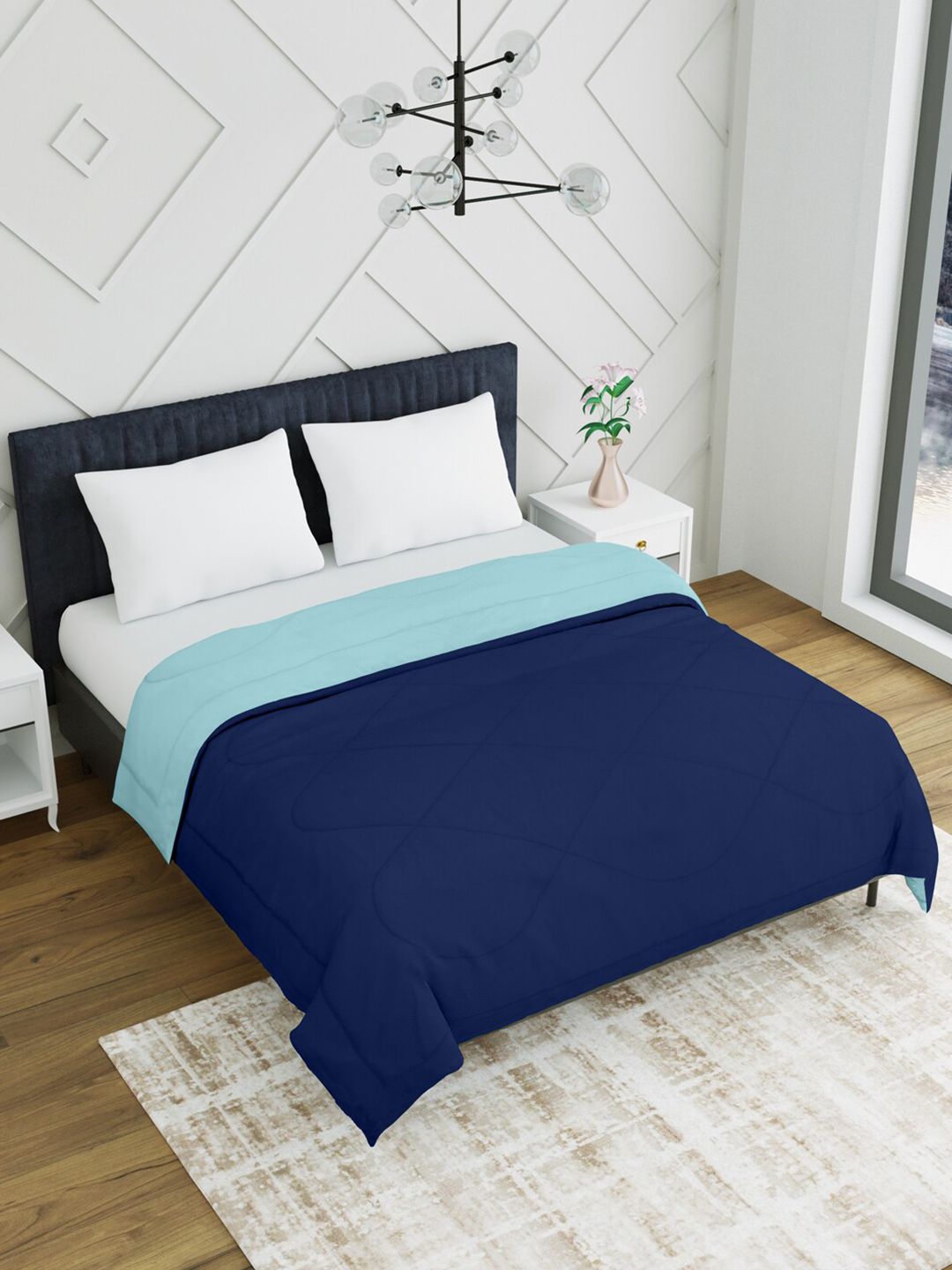 EverHOME Blue Solid Mild Winter 200 GSM Double Bed Comforter Price in India