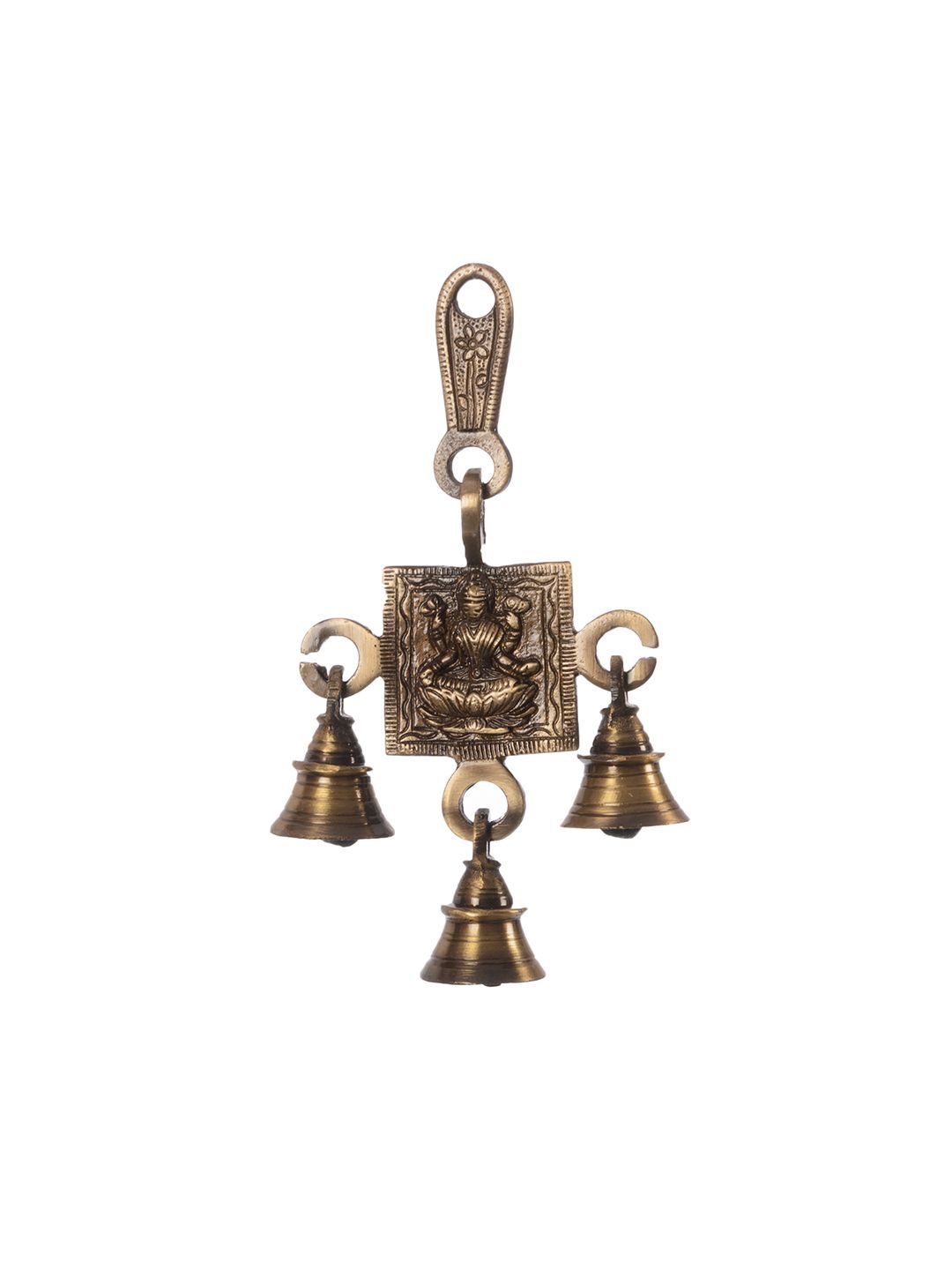 eCraftIndia Gold-Toned Brass Lord Laxmi Wall Hanging Bells Price in India