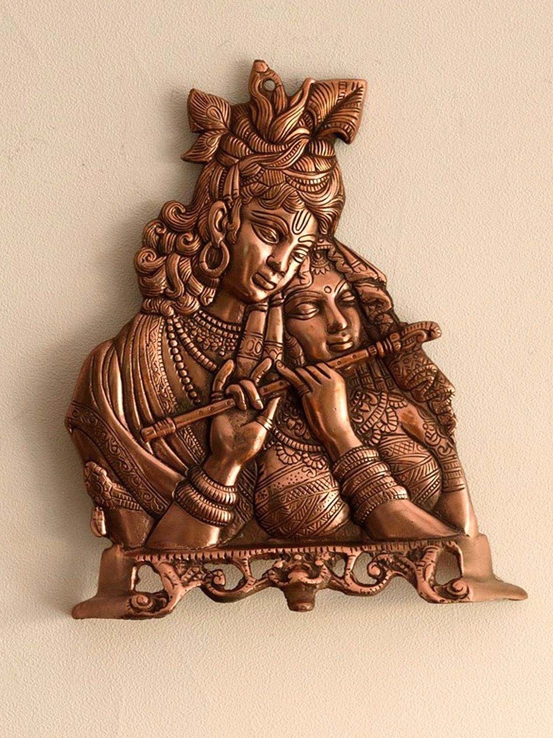 eCraftIndia Brown Religious Imagery Handcrafted Metal Wall Showpiece Price in India