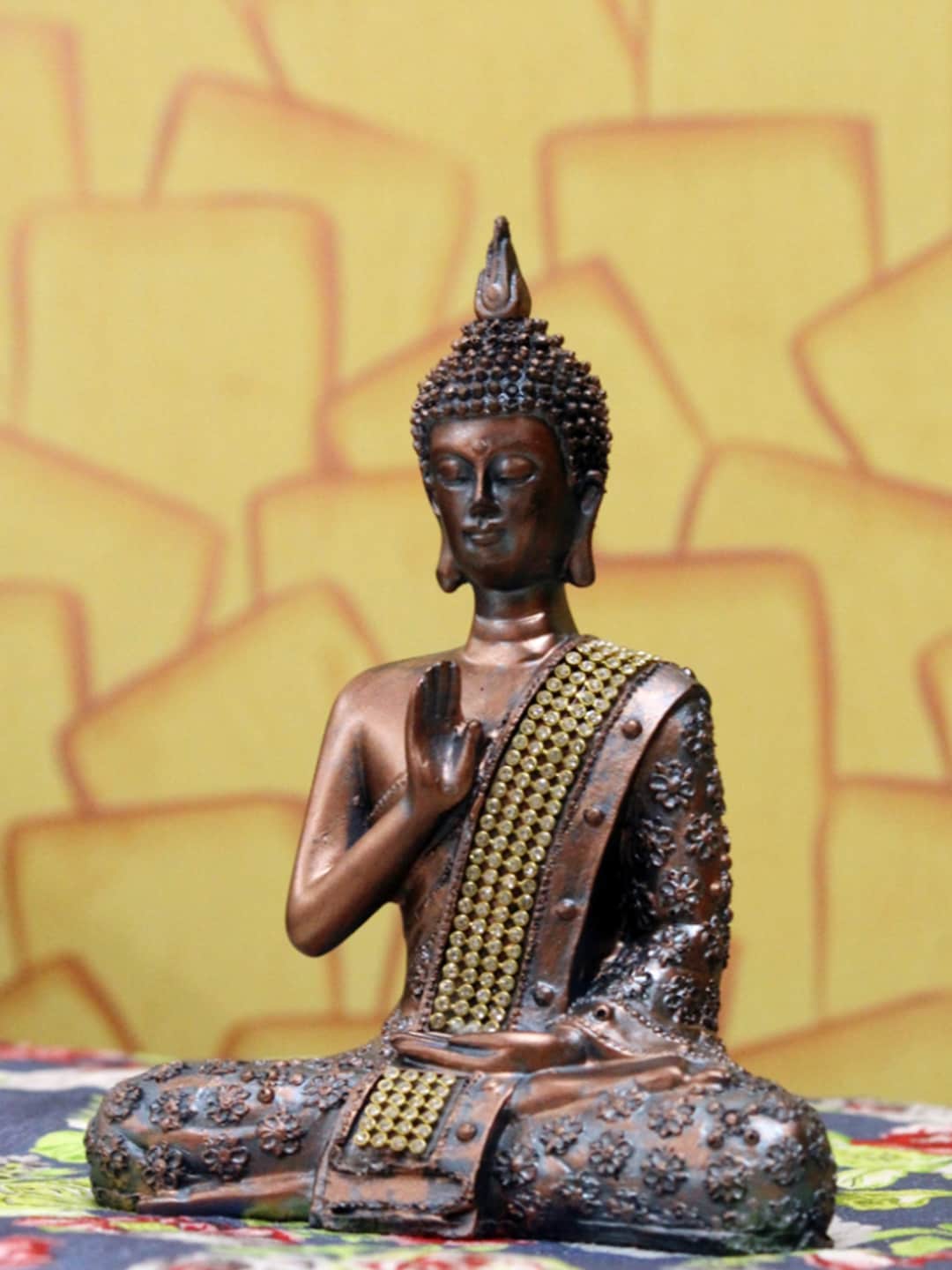 eCraftIndia Brown Handcrafted Buddha Showpiece Price in India