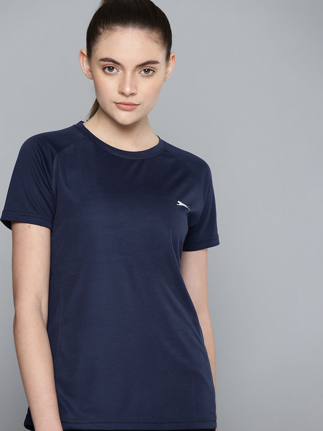 Slazenger Women Navy Blue Slim Tapered Fit  Active T-shirt Price in India