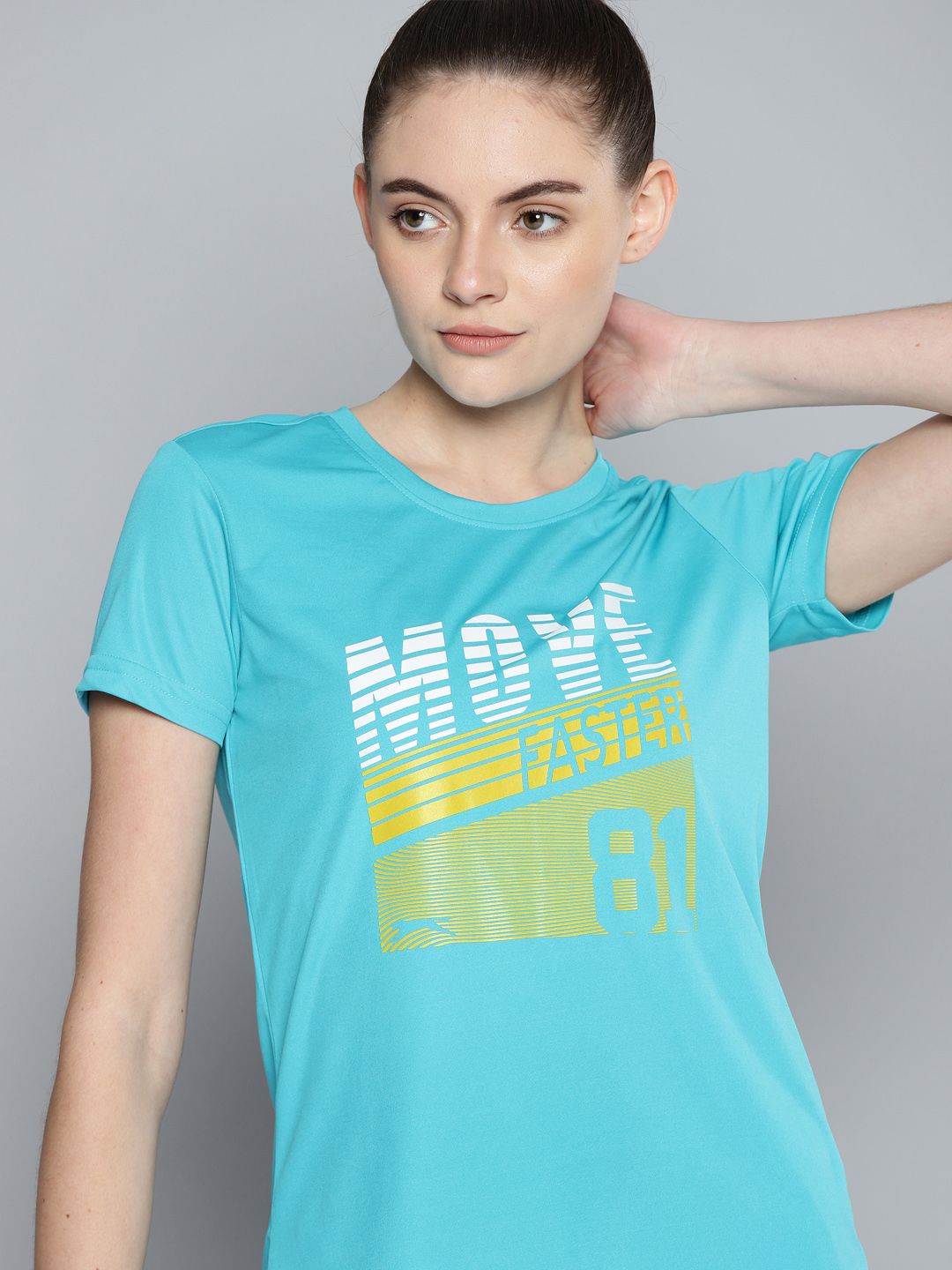 Slazenger Women Blue Typography Printed Slim Tapered Fit  Active T-shirt Price in India