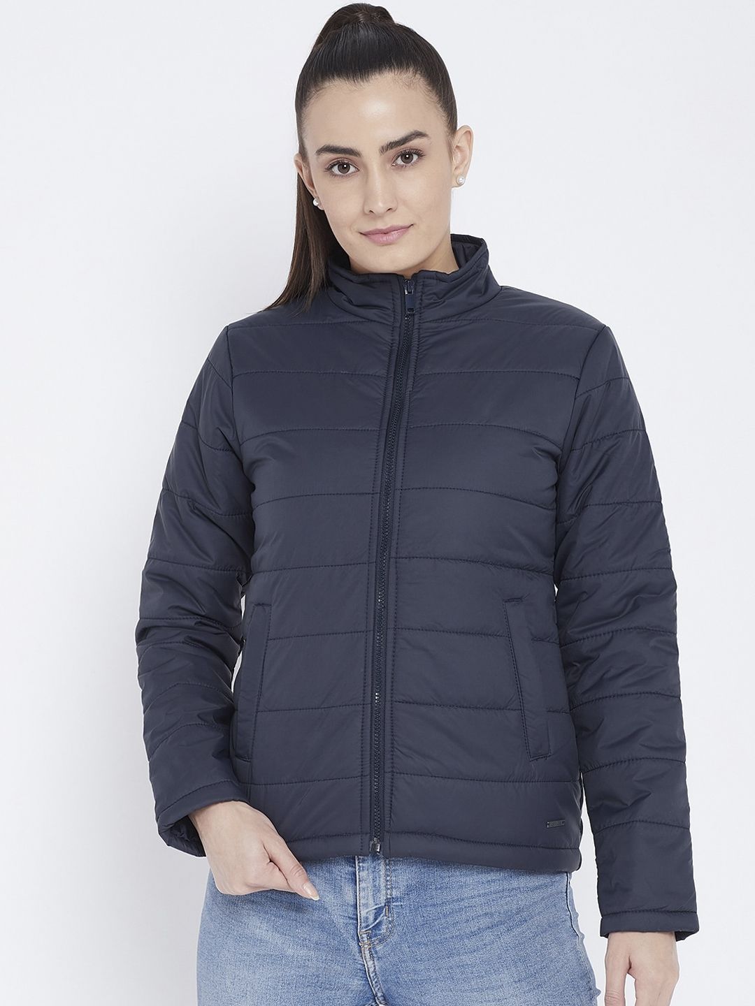 PERFKT-U Women Navy Blue Lightweight Antimicrobial Puffer Jacket Price in India