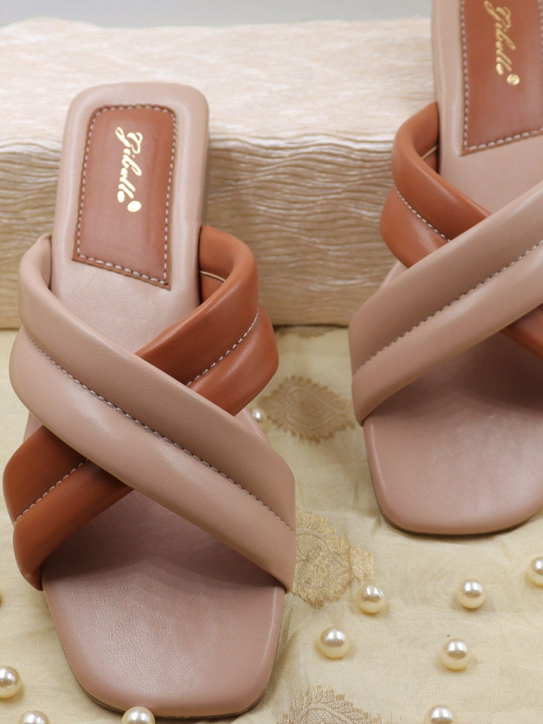 Gibelle Women Pink & Brown Open Toe Flats Price in India