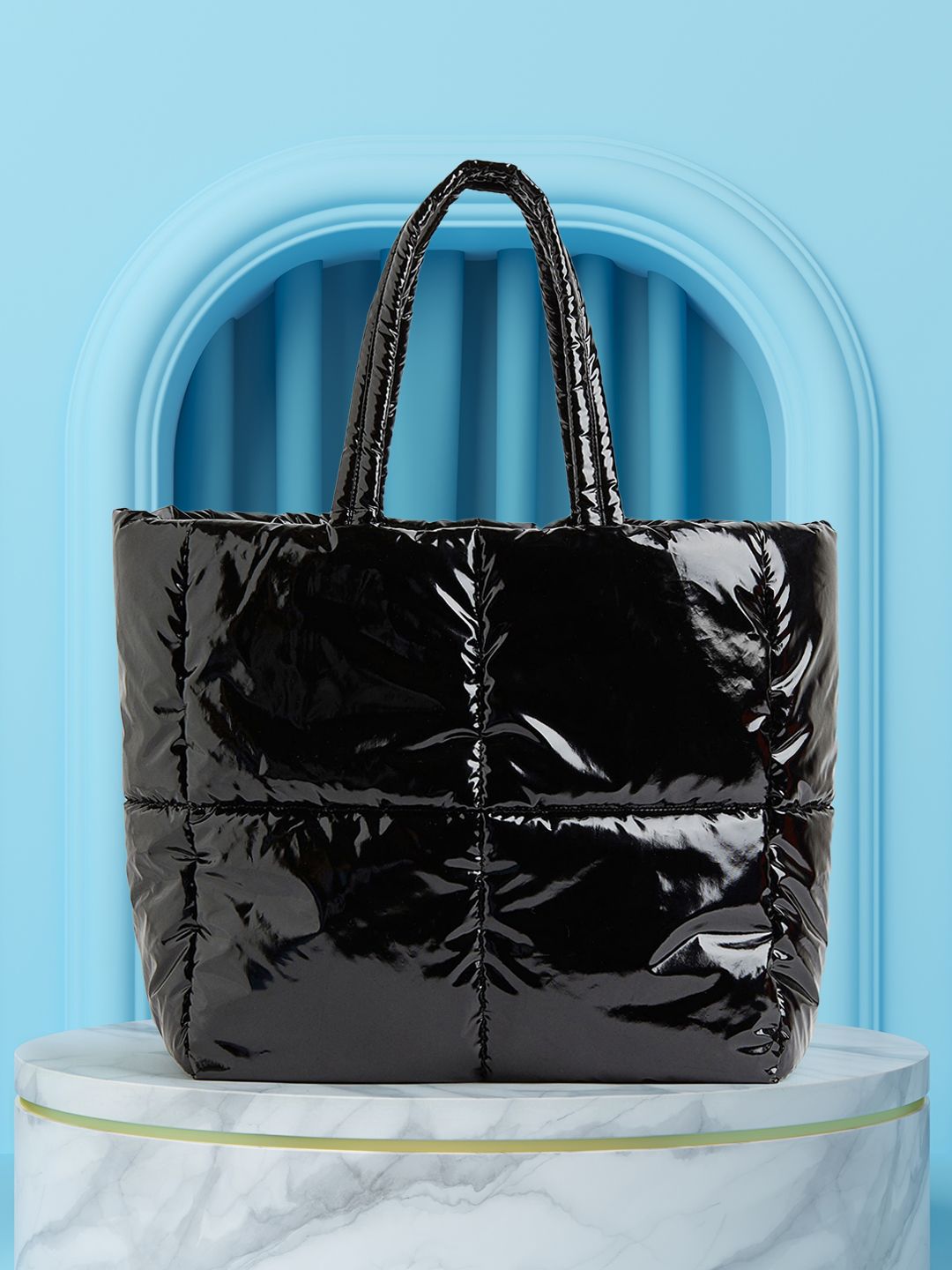 H&M Black Quilted Shopper Bag Price in India