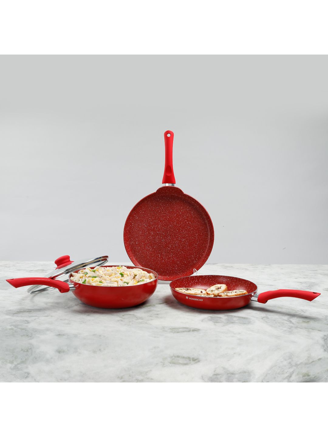 Wonderchef Set of 3 Red Non-Stick Cookware Price in India